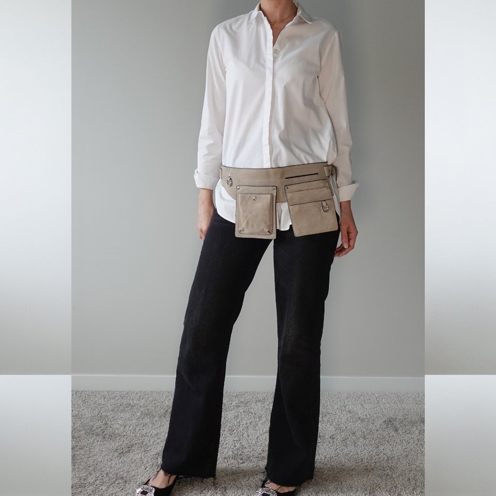 Zara Tan Beige Suede Utility Style Belt Bag - Picture 1 of 11
